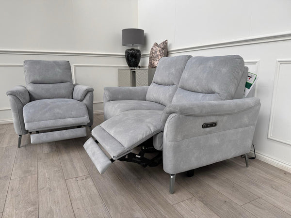 Furniture Village Daytona 2 Seater & Armchair Power Recliner Set Dexter Smoke17