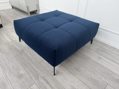 Furniture Village Domicil Lawson Navy Fabric Large Footstool0