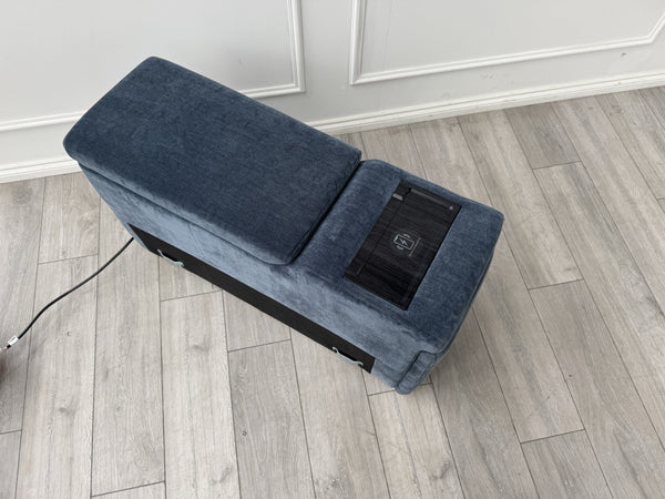 Sofology Plaza Console Chenille Denim Blue Cup Holders Wireless Charging Socket13