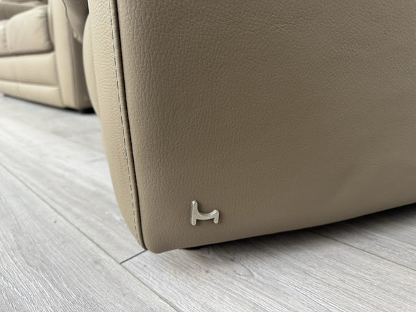 Nicoletti Lucano Dark Taupe 2 Seater Leather Sofa Set 2x Power Recliner Armchair21