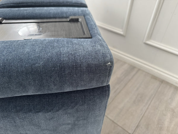 Sofology Plaza Console Chenille Denim Blue Cup Holders Wireless Charging Socket11