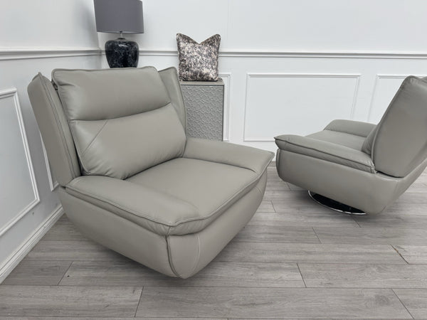 Furniture Village 2x Vinny Grey Leather Swivel Armchair3