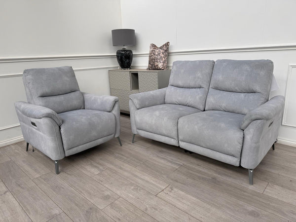 Furniture Village Daytona 2 Seater & Armchair Power Recliner Set Dexter Smoke3