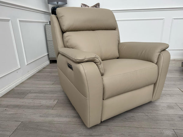 Nicoletti Lucano Beige/Taupe Leather Power Recliner Armchair14