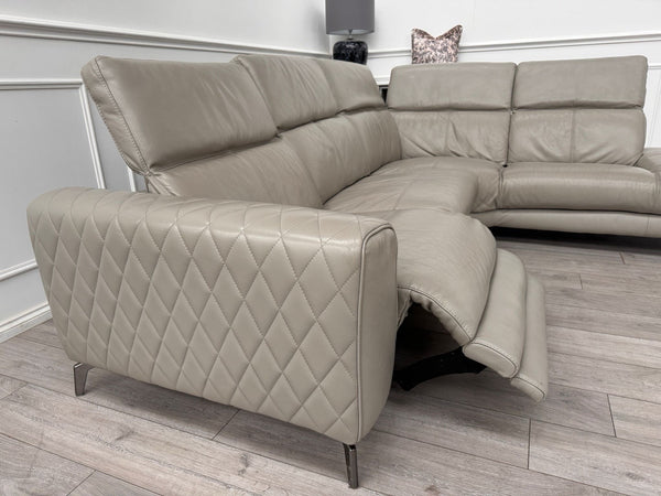 Sofology Toulouse Grey Leather Open End Corner Sofa Power Recliner Headrests9