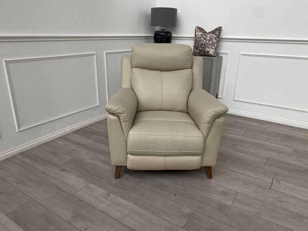 Fabb Furniture Cream/Ivory Leather Power Recliner Armchair14