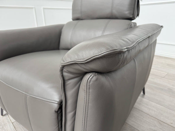Furniture Village Jude Grey Leather 2x Armchair Power Recliner Sofa Set10