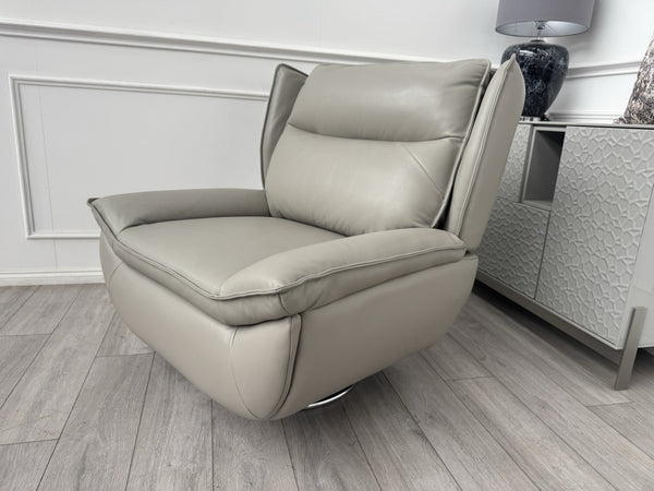 Furniture Village Vinny Grey Leather Swivel Armchair0