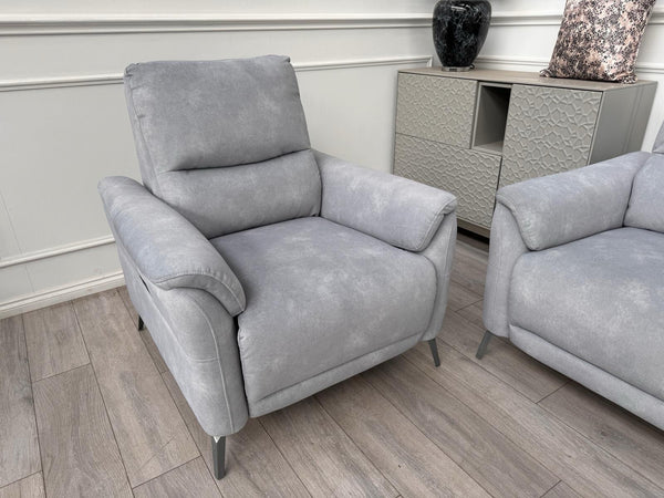 Furniture Village Daytona 2 Seater & Armchair Power Recliner Set Dexter Smoke12