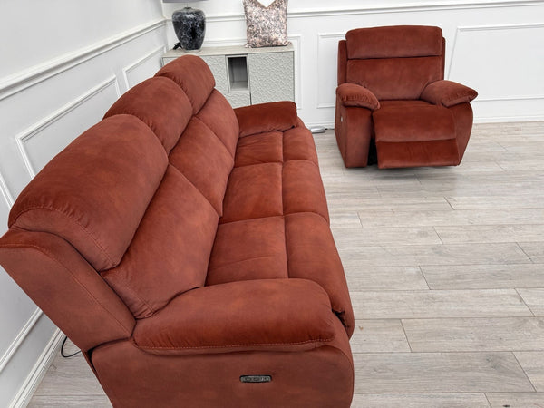 Furniture Village Moreno Burnt Orange Power Recliner 3 Seater And Armchair2