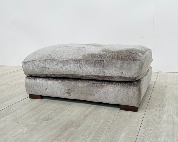 'MAJESTY' Silver Chenille Fabric Footstool