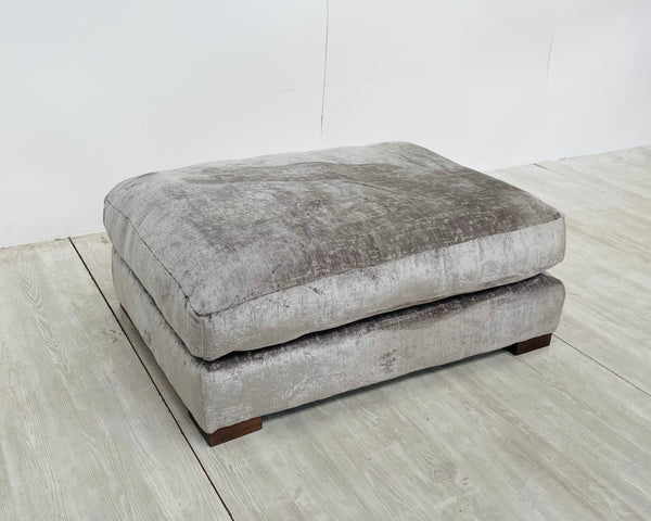 'MAJESTY' Silver Chenille Fabric Footstool