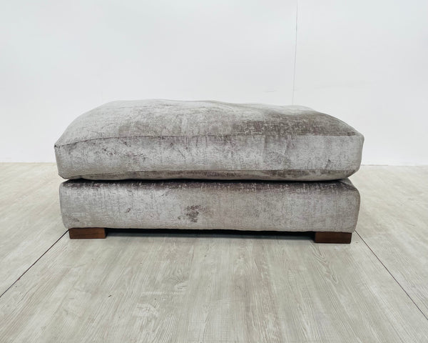 'MAJESTY' Silver Chenille Fabric Footstool